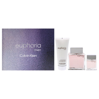 Euphoria by Calvin Klein for Men 3 Pc Gift Set - EDT Spray, EDT Splash, After Shave Balm