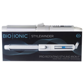Bio Ionic StyleWinder Pro Rotating Styling Iron - White for Women - 1 Inch Flat Iron
