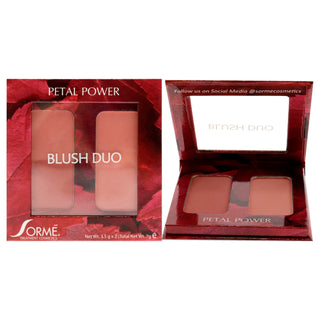 Sorme Cosmetics Blush Duo Compacts - Petal Power for Women - 2 x 0.12 oz Blush - Radiant Cheek Color Palette