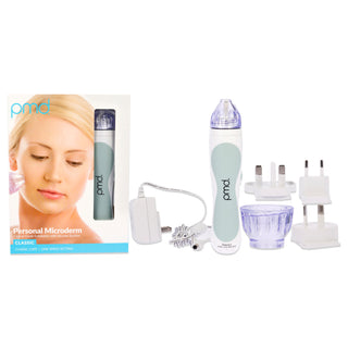 Personal Microderm Classic Set - Grey by PMD for Unisex - 12 Pc Personal Microderm, 2 Body and Facial Cap, Power Adapter, Whithe Training Disc, 2 Very Sensitive Grey Discs, 2 Sensitive Blue Discs, 2 Moderate Green Discs, Reuzable Filter