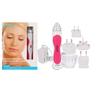 Personal Microderm Classic Set - Pink by PMD for Unisex - 12 Pc Personal Microderm, 2 Body and Facial Cap, Power Adapter, Whithe Training Disc, 2 Very Sensitive Grey Discs, 2 Sensitive Blue Discs, 2 Moderate Green Discs, Reuzable Filter