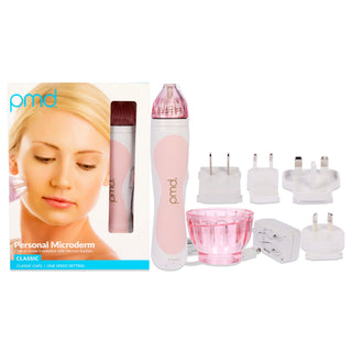 Personal Microderm Classic Set - Blush by PMD for Unisex - 12 Pc Personal Microderm, 2 Body and Facial Cap, Power Adapter, Whithe Training Disc, 2 Very Sensitive Grey Discs, 2 Sensitive Blue Discs, 2 Moderate Green Discs, Reuzable Filter