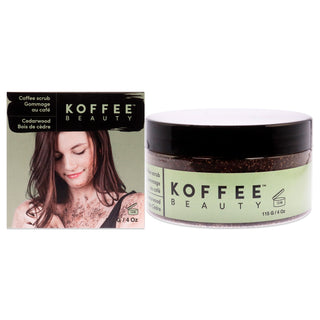 Organic Cedarwood Coffee Scrub by Koffee Beauty - Natural Exfoliating Scrub for All Genders - 4 oz