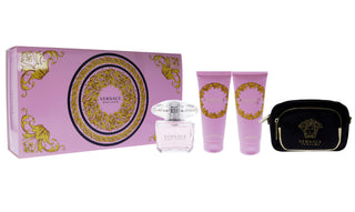 Versace Bright Crystal by Versace for Women - 4 Pc Gift Set 3oz EDT Spray, 3.4oz Shower Gel, 3.4oz Body Lotion, Pouch