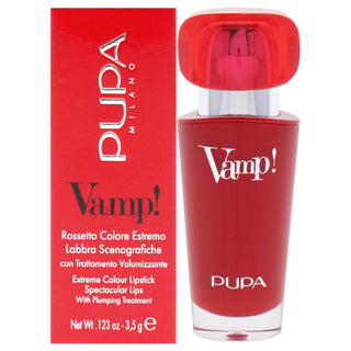 Pupa Milano Vamp! Extreme Colour Lipstick with Plumping Treatment - 303 Iconic Red for Women - 0.123 oz Lipstick