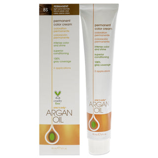 Argan Oil Permanent Color Cream - 8S Light Sand Blonde by One n Only for Unisex - 3 oz Hair Color