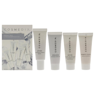 Cosmedix Normal Skin Essentials Kit for Unisex - 4 Pc 0.5oz Benefit Clean, 0.5oz Affirm, 0.5oz Define, 0.5oz Emulsion - Complete Skincare Set for Normal Skin
