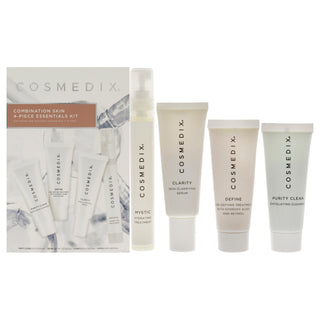 Cosmedix Combination Skin Essentials Kit for Unisex - 4 Pc 0.5oz Purity Clean, Define, Clarity, Mystic - Skincare Set for Balanced Skin