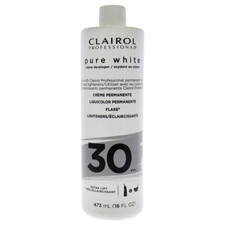 Pure White 30 Volume Creme Developer by Clairol for Unisex - 16 oz Lightener