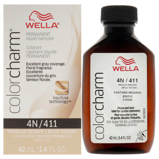 Color Charm Permanent Liquid Hair Color - 411 4N Medium Brown by Wella for Unisex - 1.42 oz Hair Color
