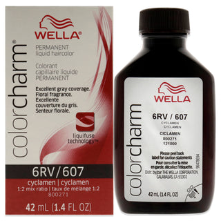 Color Charm Permanent Liquid Hair Color - 607 6RV Cyclamen by Wella for Unisex - 1.42 oz Hair Color