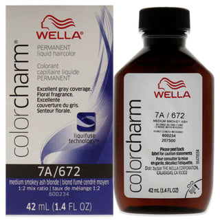Color Charm Permanent Liquid Hair Color - 672 7A Med Smoky Ash Blonde by Wella for Unisex - 1.42 oz Hair Color