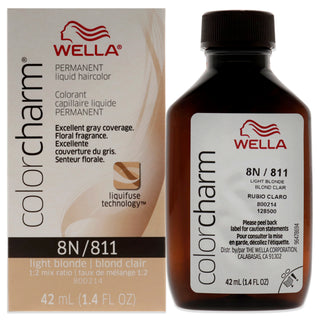 Color Charm Permanent Liquid Hair Color - 811 8N Light Blonde by Wella for Unisex - 1.42 oz Hair Color