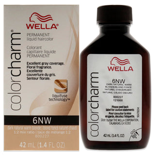 Color Charm Permanent Liquid Hair Color - 6NW Dark Natural Warm Blonde by Wella for Unisex - 1.42 oz Hair Color