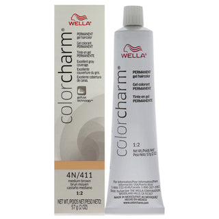 Color Charm Permanent Creme Gel Hair Color - 411 4N Medium Brown by Wella for Unisex - 2 oz Hair Color