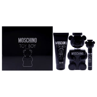 Moschino Toy Boy by Moschino for Men - 3 Pc Gift Set 3.4oz EDP Spray, 0.34oz EDP Spray, 3.4oz Body Gel - Perfect Gift for Him