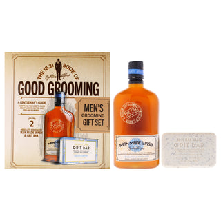 18.21 Man Made Book of Good Grooming Volume 2 Set - Absolute Mahogany for Men - 2 Pc 18oz Man Made Wash 3-In-1 Shampoo, Conditioner and Body Wash, 7oz Grit Bar