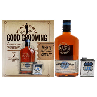 18.21 Man Made Book of Good Grooming Volume 3 Set - Absolute Mahogany for Men - 2 Pc 18oz Man Made Wash and 2oz Oil Bundle