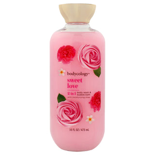 Bodycology 2 in 1 Body Wash and Bubble Bath - Sweet Love for Women - 16 oz Body Wash