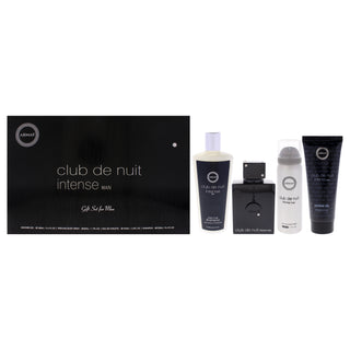 Club De Nuit Intense by Armaf for Men - 4 Pc Gift Set with EDT Spray, Body Spray, Shower Gel, and Shampoo - Perfect Gift for Men