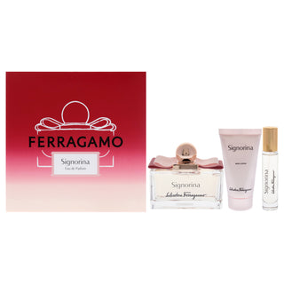 Signorina by Salvatore Ferragamo for Women - 3 Pc Gift Set 3.4oz EDP Spray, 1.7oz Body Lotion, 0.34oz EDP Spray