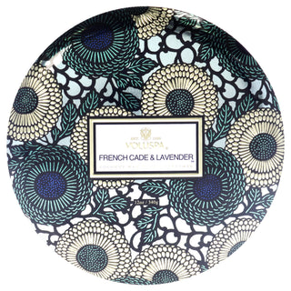 Voluspa Japonica Collection 3 Wick Tin Candle in French Cade and Lavender - 12 oz Candle