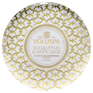 Maison Blanc Collection 3 Wick Tin Candle - Eucalyptus and White Sage by Voluspa for Unisex - 12 oz Candle