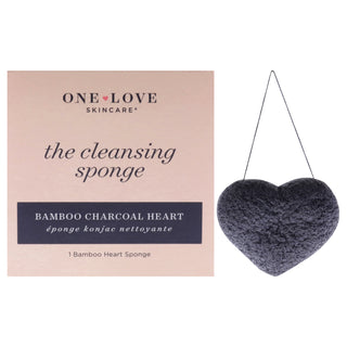 One Love Organics The Cleansing Sponge Bamboo Charcoal Heart for Women - 1 Pc Sponge