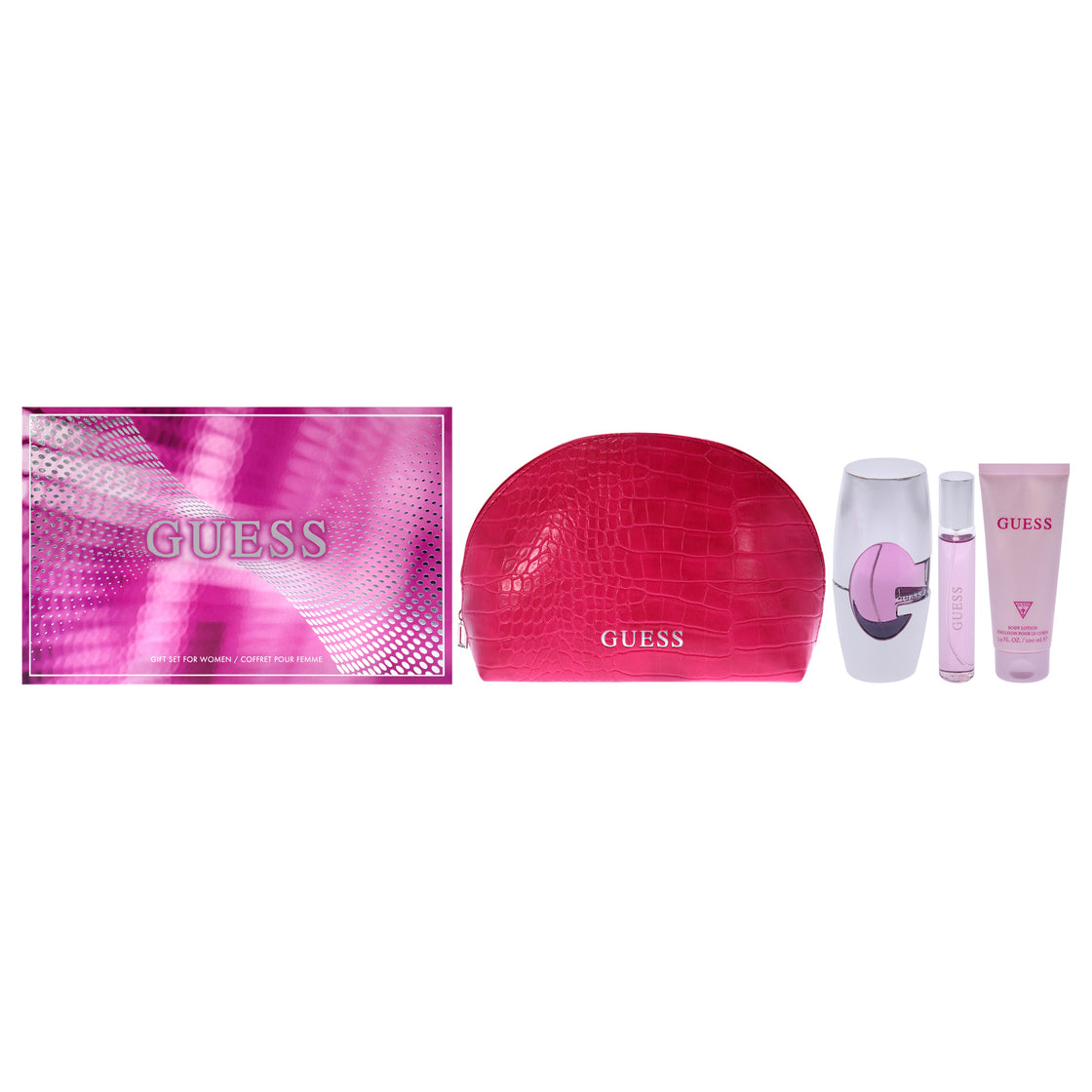 Guess by Guess for Women - 4 Pc Gift Set 2.5oz EDP Spray, 0.5oz EDP Spray, 3.4oz Body Lotion, Pouch