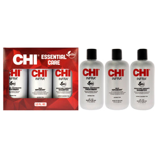 CHI Infra Trio Kit by CHI for Unisex - 3 Pc 12oz CHI Silk Infusion, Shampoo, Treatment - Repair and Hydrate Hair with CHI's Professional Strength Formulas
