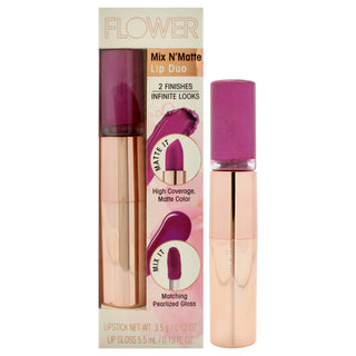 Flower Beauty Mix N Matte Lip Duo LD5 Violet Vixen for Women - 0.19 oz Lipstick in a Bold Violet Shade