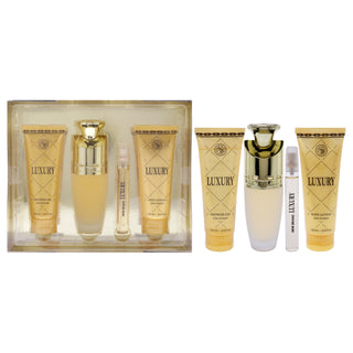 Luxury by New Brand for Women - 4 Pc Gift Set 3.3oz EDP Spray, 4.4oz Shower Gel, 4.4oz Body Lotion, 0.5oz EDP Spray