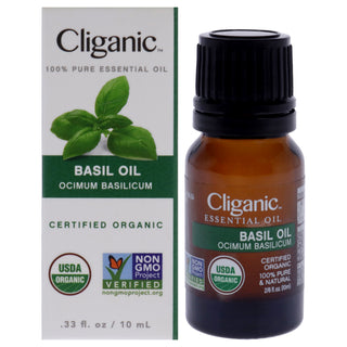 Organic Basil Essential Oil by Cliganic for Unisex - 0.33 oz - Pure & Natural