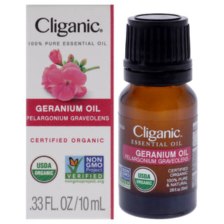 Organic Geranium Oil by Cliganic for Unisex - 0.33 oz - Pure Essential Oil for Skin and Hair