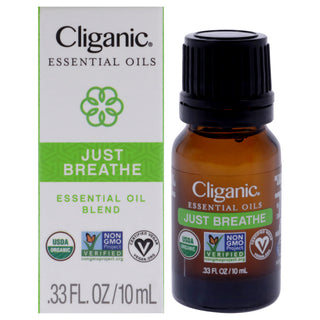 Organic Blend - Just Breathe by Cliganic for Unisex - 0.33 oz Oil - Natural Essential Oil Blend for Relaxation and Stress Relief