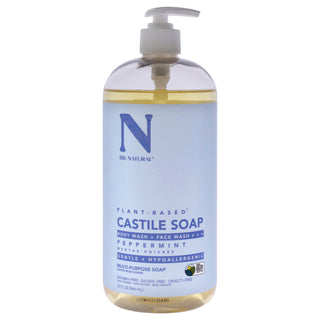 Dr. Natural Castile Liquid Soap - Peppermint | 32 oz | For Men and Women