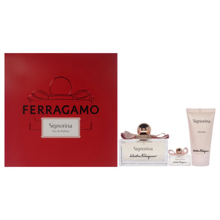 Signorina by Salvatore Ferragamo for Women - 3 Pc Gift Set 3.4oz EDP Spray, 0.17oz EDP Spray, 1.7oz Body Lotion