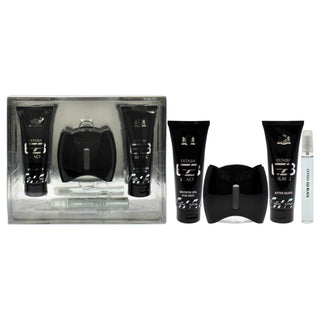 Prestige Extasia Black by New Brand for Men - 4 Pc Gift Set 3.3oz EDT Spray, 0.5oz EDT Spray, 4.3oz Shower Gel, 4.3oz After Shave
