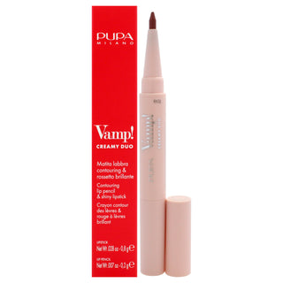 Pupa Milano Vamp! Creamy Duo Contouring Lip Pencil and Shiny Lipstick - 003 Warm Nude for Women - 0.035 oz Makeup