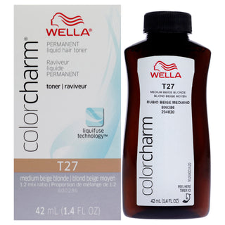 Wella Color Charm T27 Medium Beige Blonde Liquid Toner for Women - 1.4 oz