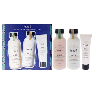 Fresh Head to Toe Nourishing Trio for Women - Body Cleanser, Body Lotion, Hand Cream - Milk Scented Beauty Set