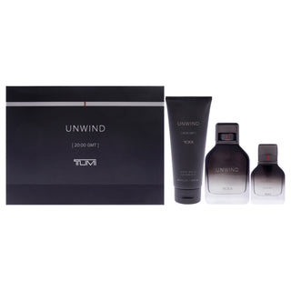 Unwind by Tumi for Men - 3 Pc Gift Set 3.4oz EDP Spray, 1oz EDP Spray, 6.7oz Body Wash