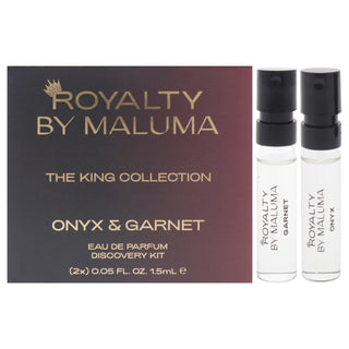 The King Collection by Royalty By Maluma for Men - 2 Pc Mini Gift Set 0.05oz Onyx EDP Spray Vial and Garnet EDP Spray Vial (Mini)