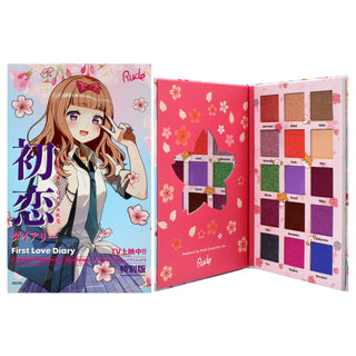 Rude Cosmetics Manga Collection First Love Diary Pressed Pigments Palette for Women - 0.77 oz Palette for Bold Eye Looks