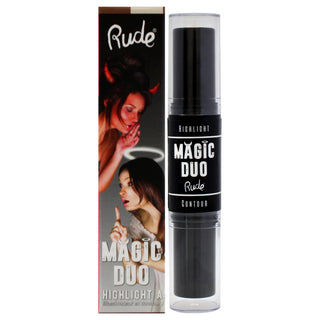 Magic Duo Highlight and Contour - Medium by Rude Cosmetics for Women - 2 x 0.15 oz Highlight and Contour