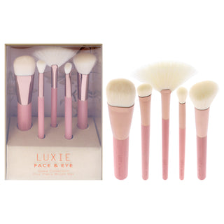 Luxie Gaea Face And Eye Brush Set for Women - 5 Pc Makeup Brush Collection