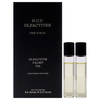 The Piece - Silver by NCP for Unisex - 3 Pc 2 x 4.9ml Olfactive Facet -701 Leather and Vetiver EDP Roll On, Necklace