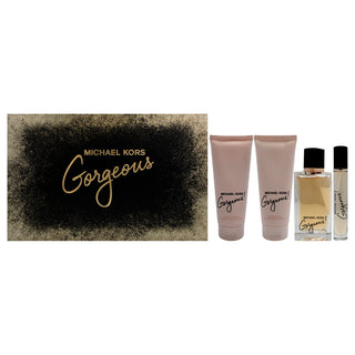 Gorgeous by Michael Kors for Women - 4 Pc Gift Set 3.4oz EDP Spray, 0.3oz EDP Spray, 3.4oz Body Lotion, 3.4oz Shower Gel