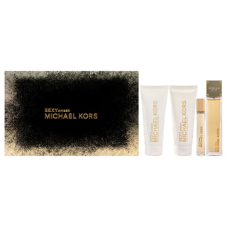 Sexy Amber by Michael Kors for Women - 4 Pc Gift Set 3.4oz EDP Spray, 0.17oz EDP Splash, 3.4oz Body Lotion, 3.4oz Shower Gel