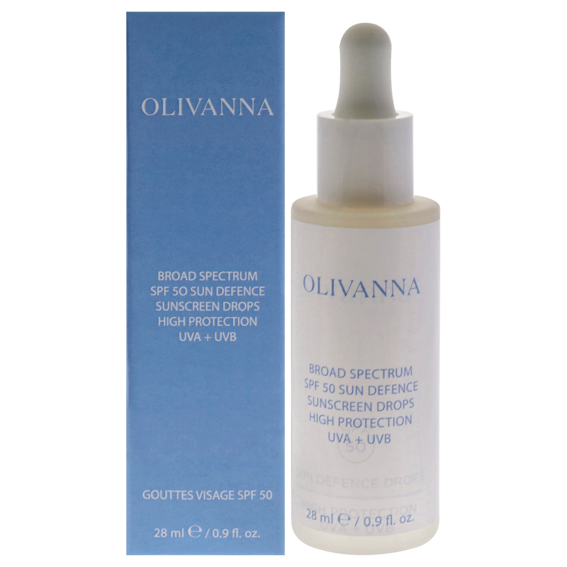 Sun Defence Sunscreen Drops High Protection SPF 50 by Olivanna for Women - 0.9 oz Drops